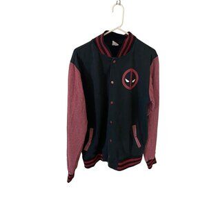 Marvel Men's Varsity Style Deadpool Full Zip Jacket - Large